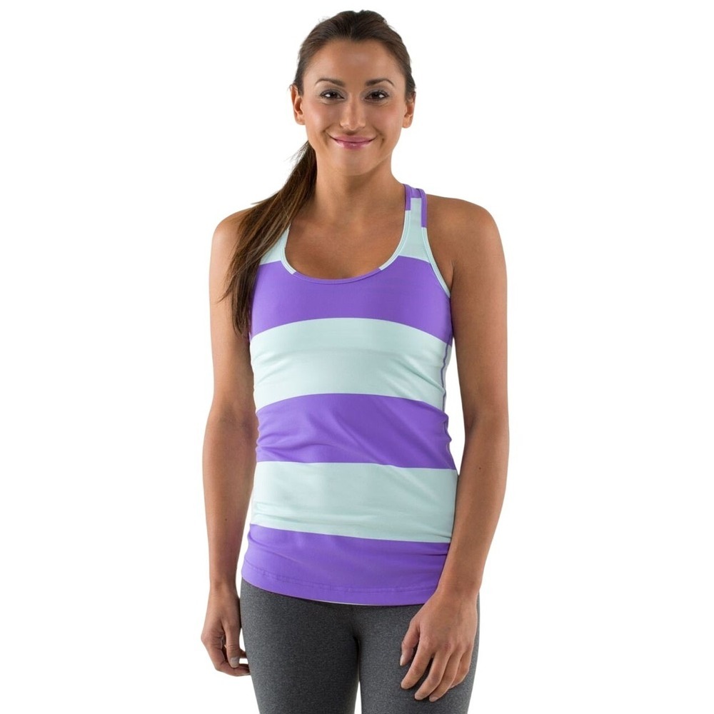 Lululemon Cool Racerback Bold Stripe Power Purple, Seafoam, Size 8
